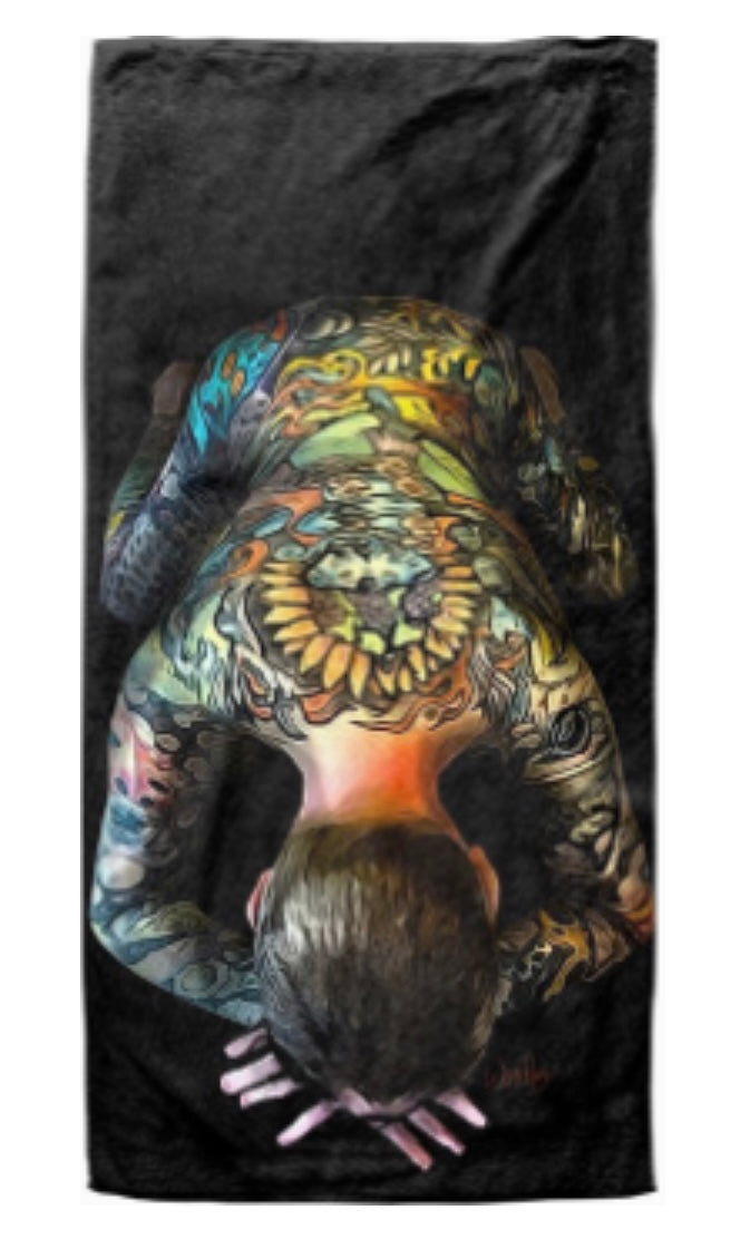 27”x 55” Beach Towel ,”Tattoo Boy”