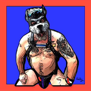 16" x 16" Framed Art, "Pup Ready to Fetch"