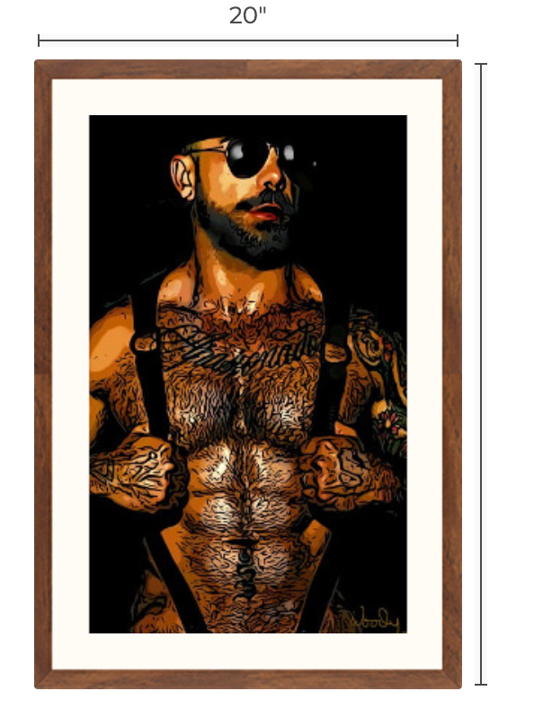 20"x 30" Framed Art, "Inked Fur"