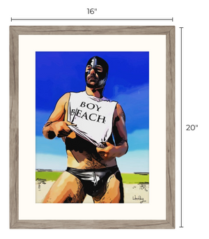 16"x 20" Framed Art, 'Boy Beach"