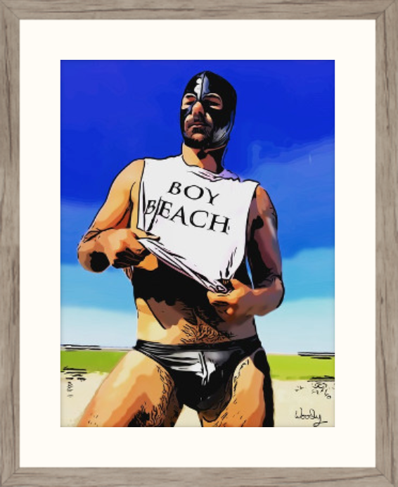 16"x 20" Framed Art, 'Boy Beach"