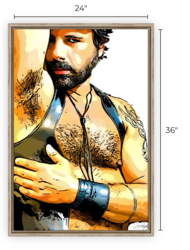 24"x 36" Canvas Print in Oak Frame, "How Many licks to the Center of a Man"