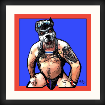 16" x 16" Framed Art, "Pup Ready to Fetch"