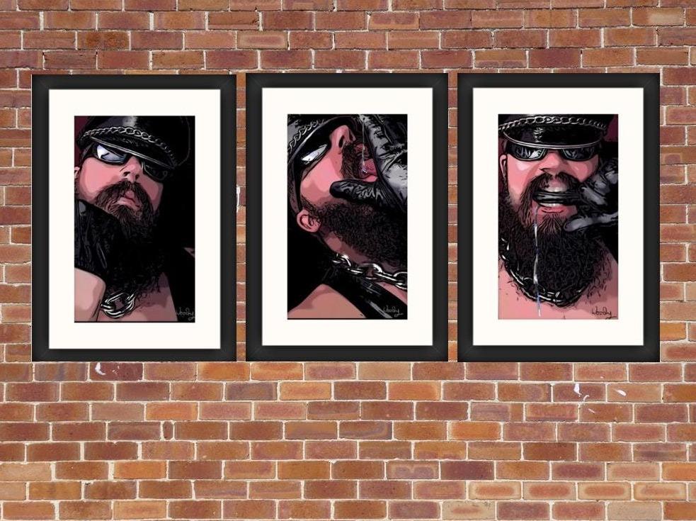 Trilogy of Framed Art, each one 8"x 12", "Slurp"